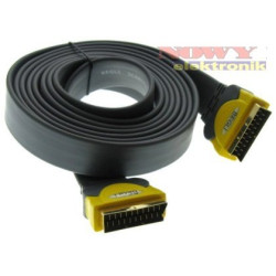 Kabel SCART-SCART 21p 5m PROFI -KOLOR "płaski"-Kable i Przyłącza RTV i PC