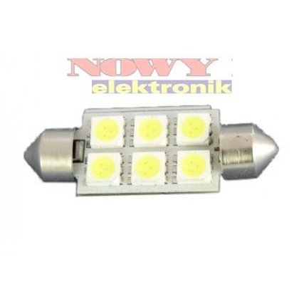 Dioda LED T10X36CANBUS 6SMD5050W biała