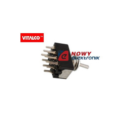 Przełącznik 3poz.ON-OFF-ON 12pin do druku 4 tory 3A/250VAC-Podzespoły Elektroniczne