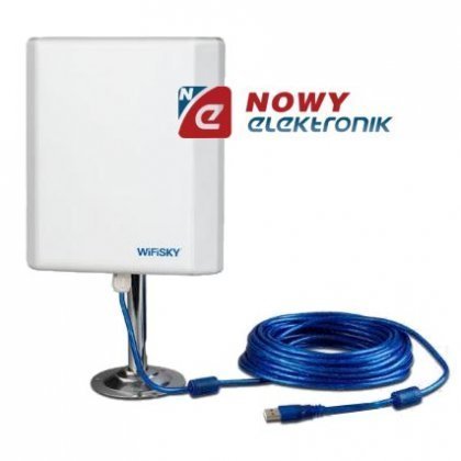 Antena do sieci bezp.WI-FI Sky 46dbi kabel 5m wbudowana karta USB
