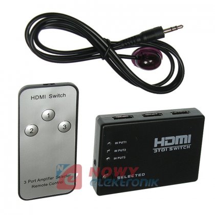 Przełącznik HDMI 1x3 4K*2K z pil pilotem