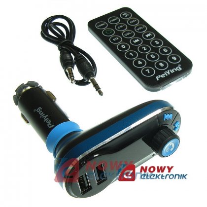 Transmiter FM z ład. USB 5V/2.1A ładowarka Bluetooth (12-24V)