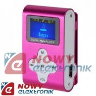 Odtwarzacz MP3 QUER z LCD różowy fun.dyktafonu/radio FM (AC309)