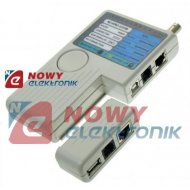 Tester sieci cat. 5  WT-4065  RJ45/RJ11/BNC/USB  okablowania