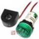 Kontrolka LED Volt+Amper. zielon 22mm min.0,6A 150W, 20-500VAC miernik