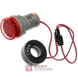 Kontrolka LED amperomierz czerwo 22mm 100A min 0,6A 150W, 20-500VAC