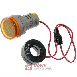 Kontrolka LED amperomierz żółty 22mm 100A min 0,6A 150W, 20-500VAC