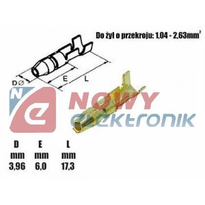 Konektor okr.4mm M nieizol. męski przewód 0.5-1.5mm