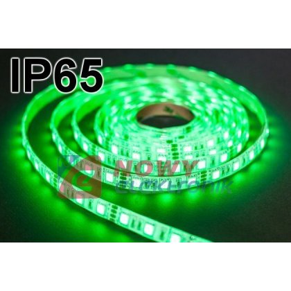 Taśma LED SMD5050 zielony IP(1m) IP65 (300LED/5m) w silikonie 12V