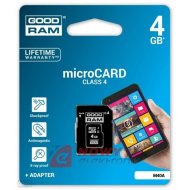 Karta pamięci micro SDHC 4GB Go Class 4 / Goodram  z adapt. SD