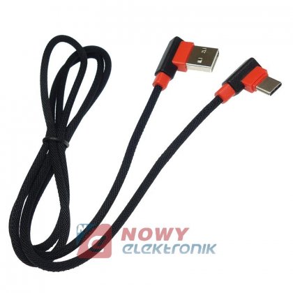 Kabel USB-Typ C 2.0 kątowy 1m 2.4A NEPOWER TYPE-C ładow. i dane