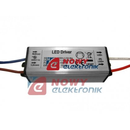 Zasilacz ZI LED prąd. 600mA 20W 21-35V metal CC Driver