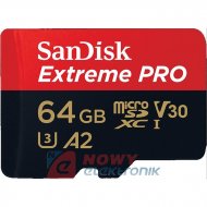 Karta pamięci micro SDXC 64GBU3 SANDISK EXTREME PRO + adapter 170/90Mb/s