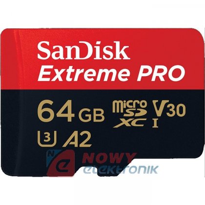 Karta pamięci micro SDXC 64GBU3 SANDISK EXTREME PRO + adapter 170/90Mb/s