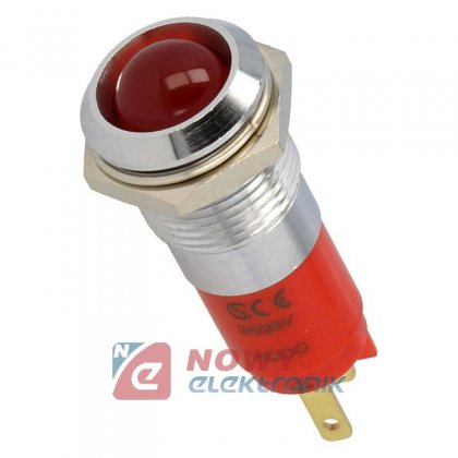 Kontrolka LED 24V czerwona 14mm 24-28VDC IP67 metal