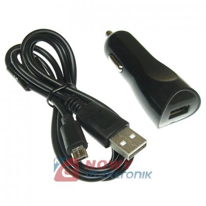 Ładowarka USB samochodowa 2A + kabel micro USB kpl. zasilacz