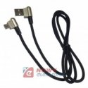 Kabel USB-Micro USB 1m kątowy metalowe wtyki "typ sznurówka" 2.4A