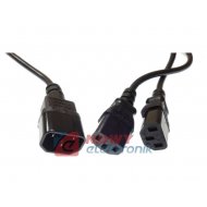 Kabel zasil. PC C13 x 2 - C14 0.6m rozgałęźnik zasilania