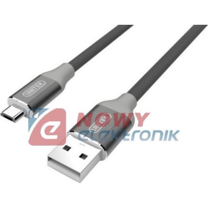 Kabel USB Wt.A-mikroUSB Nylon GR Gray HQ (micro) Unitek