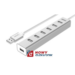 HUB USB 2.0 7-port.Y-2183 UNITEK aluminiowy  zasilacz, aktywny-Komputery i Tablety