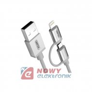 Kabel USB Wt.A-Lighning/microUSB MFI Silver UNITEC