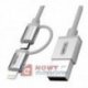 Kabel USB Wt.A-Lighning/microUSB MFI Silver UNITEC