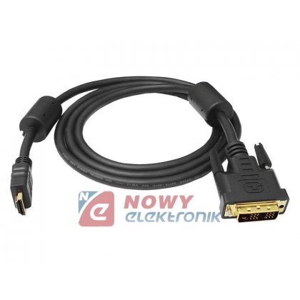 Kabel HDMI - DVI 3m 19pin+filtr