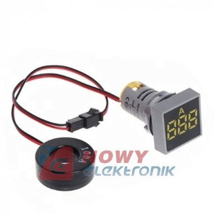 Kontrolka LED amperomierz Żółty kwadrat 100A, zasilanie 50-380VAC