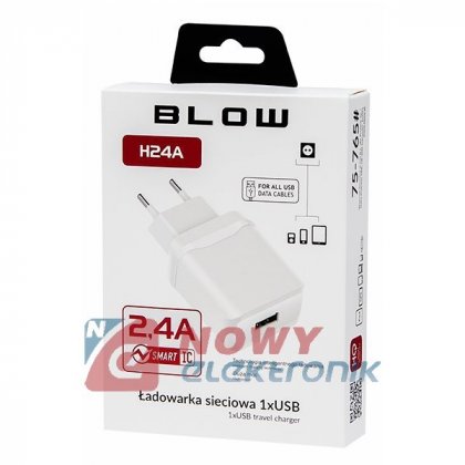 Ładowarka USB siec. 2,4A H24A BLOW Biała 230V zasilacz