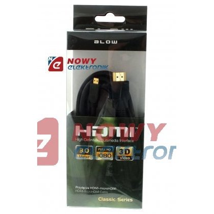 Kabel HDMI - micro HDMI 3m Class mikro Classic 3D v.1.4 cat 2 ATC