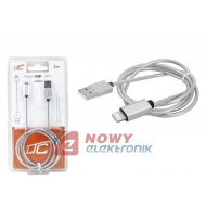 Kabel USB-Apple iPhone/8p 1m sr. srebrny  ipad Lightning