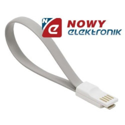 Kabel USB-mikro USB z magnesem szare krótki do Power BANK-Telefony i Smartfony