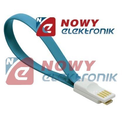 Kabel USB-mikro USB z magnesem niebieskie krótki do Power Bank