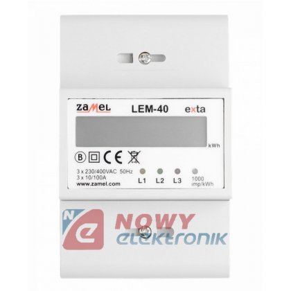 Miernik poboru energii 3-faz LEM LEM-40 licznik DIN ZAMEL /Watomierz