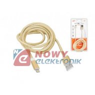Kabel USB-Apple iPhone/8p 2m zł. złoty  ipad