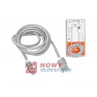 Kabel USB-Apple iPhone/8p 2m sr. srebrny  ipad
