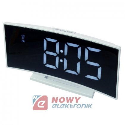 Zegar LED DS-3618L biały   LED z budzikiem, termometr
