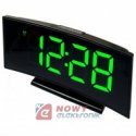 Zegar LED DS-3618L zielony   LED z budzikiem  wygięty łuk