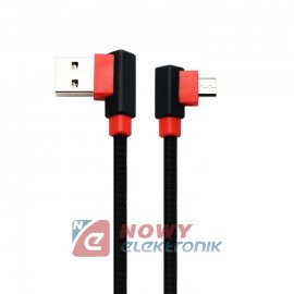 Kabel USB-Micro USB 1m kątowy "typ sznurówka" 2.4A NEPOWER
