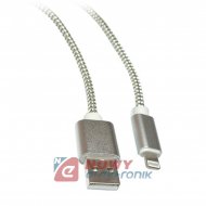 Kabel USB-Apple iPhone 1.5m   HQ Lightning kolor SILVER  USB2.0