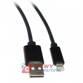 Kabel USB-Apple iPhone 2m     HQ Lightning kolor czarny  USB2.0
