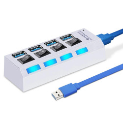 HUB USB 3.0 4-portowy biały bez zasilacza, z wyłącznikami-Komputery i Tablety