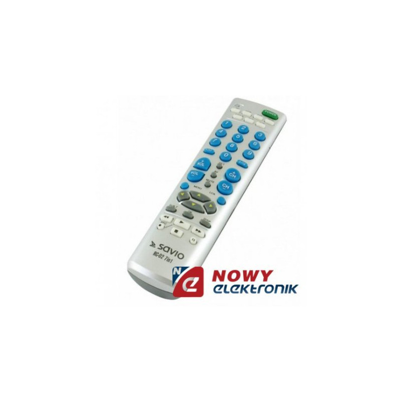 Pilot uniw.TV SAVIO 7in1 RC-02 TV,DVD,SAT,VCR,AUX,CABLE,DVB-T-RTV SAT DVB-T