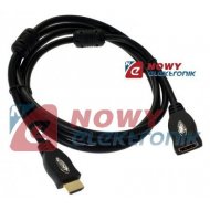 Kabel HDMI - przedłużacz 1,5m zł z filtrami złoty  wt-gn
