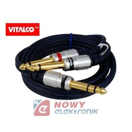 Kabel jack 6,3st.wt/2xwt.6,3mono 1.5m  VITALCO MK75