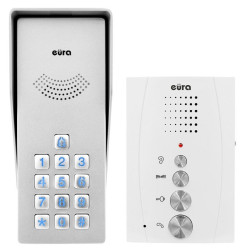 Zestaw domofonowy EURA ADP-38A3| jednorodzinny biały unifon głośnomówiący z szyfratorem domofon-Domofony