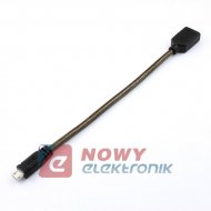Kabel USB gn.A-mikroUSB 2.0 0,2m OTG gniazdo-wtyk UNITEK Y-C438GBK