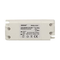 Zasilacz ZI LED 12V/1,25A ORNO 15W, Impulsowy plastik-Zasilacze i Transformatory