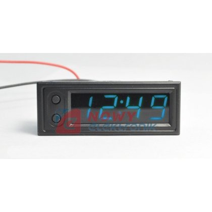 Zegar panelowy LED z termometrem i voltomierzem miernik niebieski