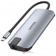 HUB USB-C 2xUSB HDMI RJ45 UNITEK PD 100W D1028A